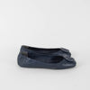 Tory Burch Navy Blue Leather Minnie Flat Pumps