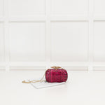 Diane Von Furstenberg Hot Pink Snakeskin Effect Lip Clasp Clutch