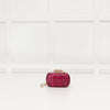 Diane Von Furstenberg Hot Pink Snakeskin Effect Lip Clasp Clutch