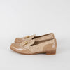 Stuart Weitzman Beige Perforated Tassel Loafers