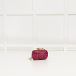Diane Von Furstenberg Hot Pink Snakeskin Effect Lip Clasp Clutch