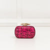 Diane Von Furstenberg Hot Pink Snakeskin Effect Lip Clasp Clutch