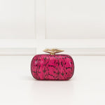 Diane Von Furstenberg Hot Pink Snakeskin Effect Lip Clasp Clutch
