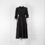 Veronica Beard Black Front Pocket Silk Belted Silk Dress