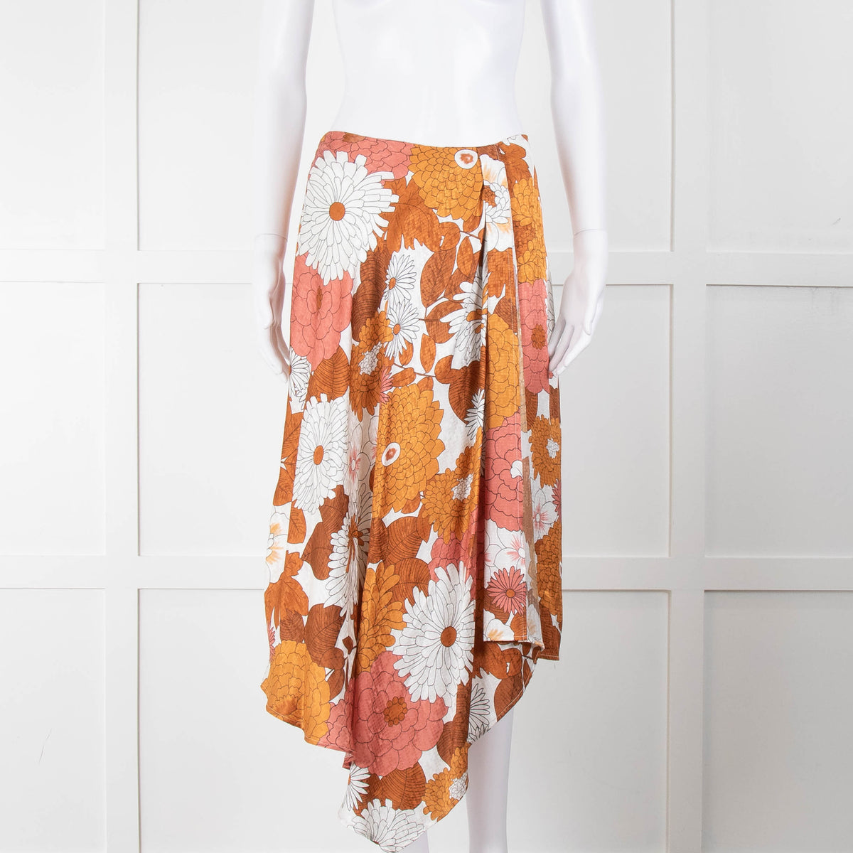 Dodo Bar Or Cream Tan Floral Wrap Asymmetric Front Skirt