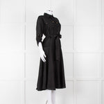 Veronica Beard Black Front Pocket Silk Belted Silk Dress