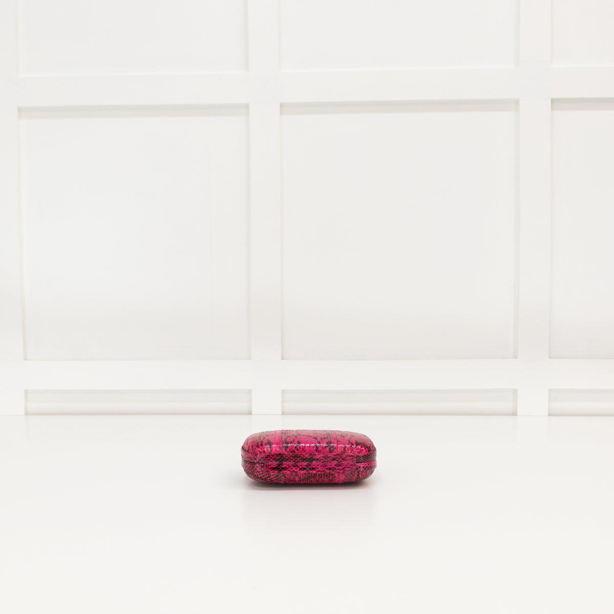 Diane Von Furstenberg Hot Pink Snakeskin Effect Lip Clasp Clutch