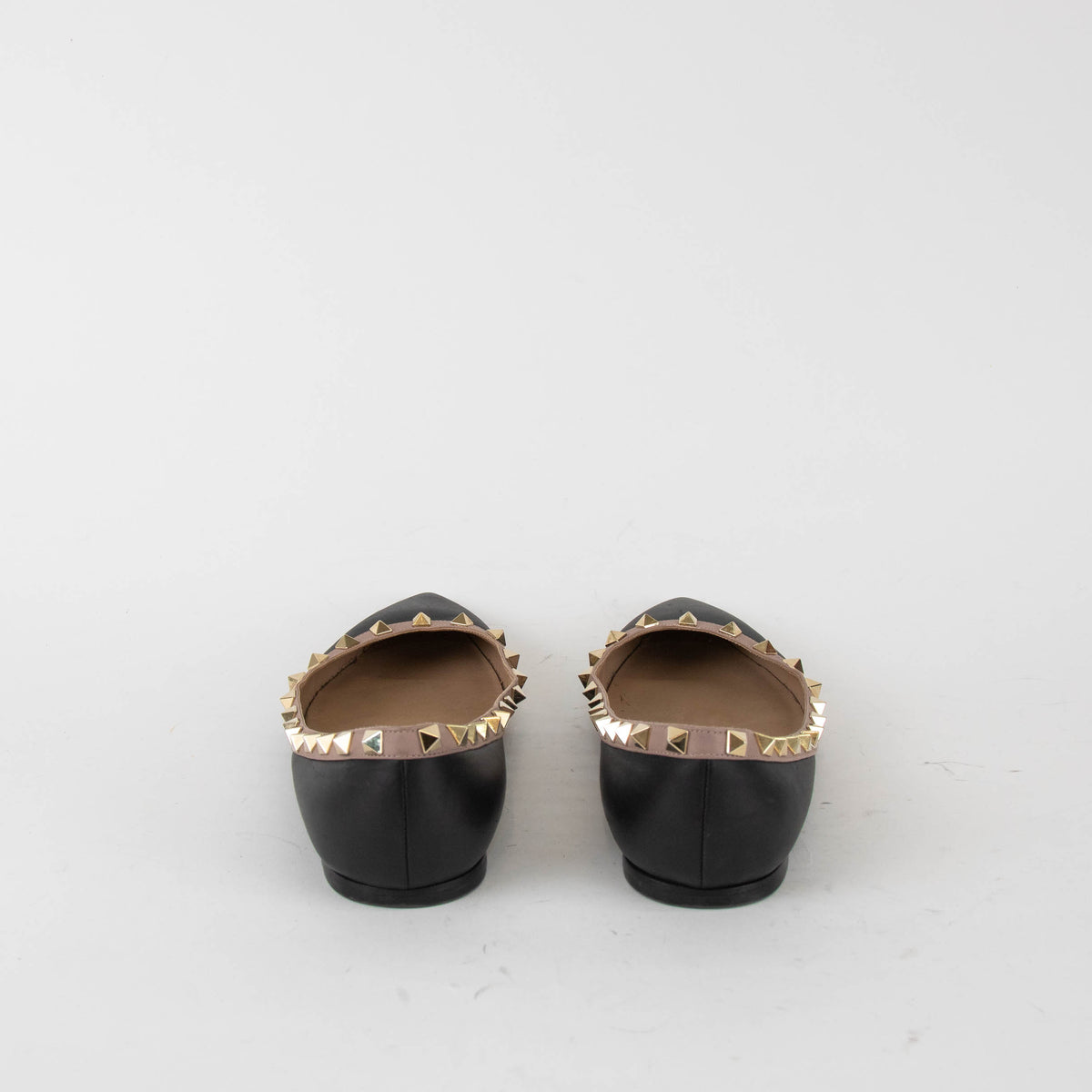 Valentino Black Rockstud Flat Pointy Pumps