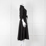 Veronica Beard Black Front Pocket Silk Belted Silk Dress