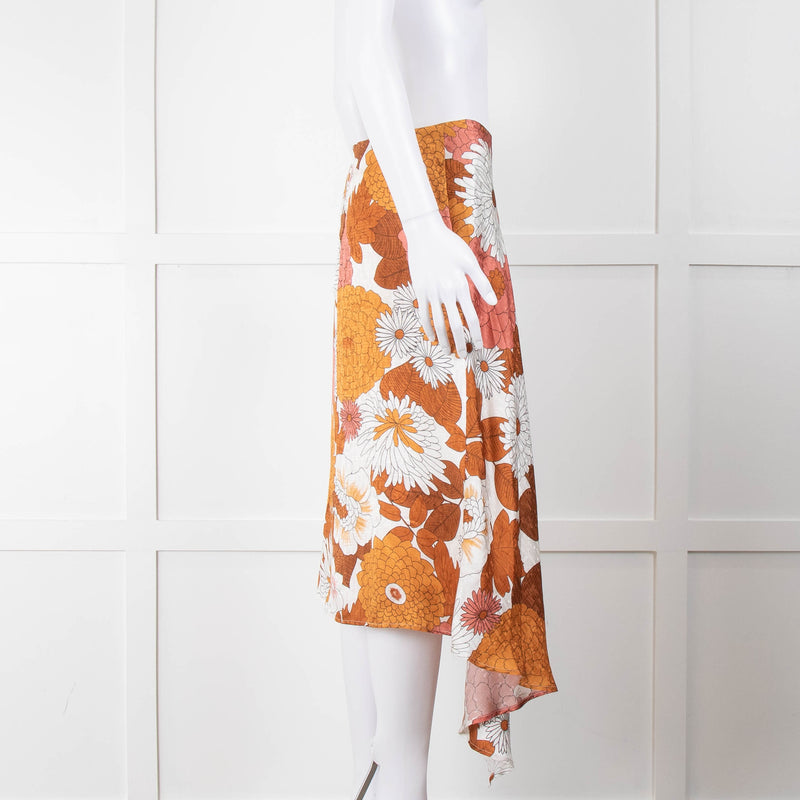 Dodo Bar Or Cream Tan Floral Wrap Asymmetric Front Skirt