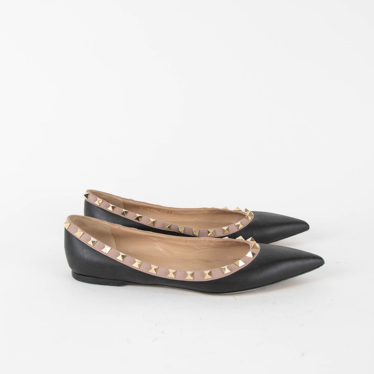 Valentino Black Rockstud Flat Pointy Pumps
