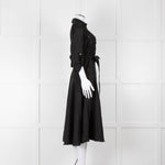 Veronica Beard Black Front Pocket Silk Belted Silk Dress