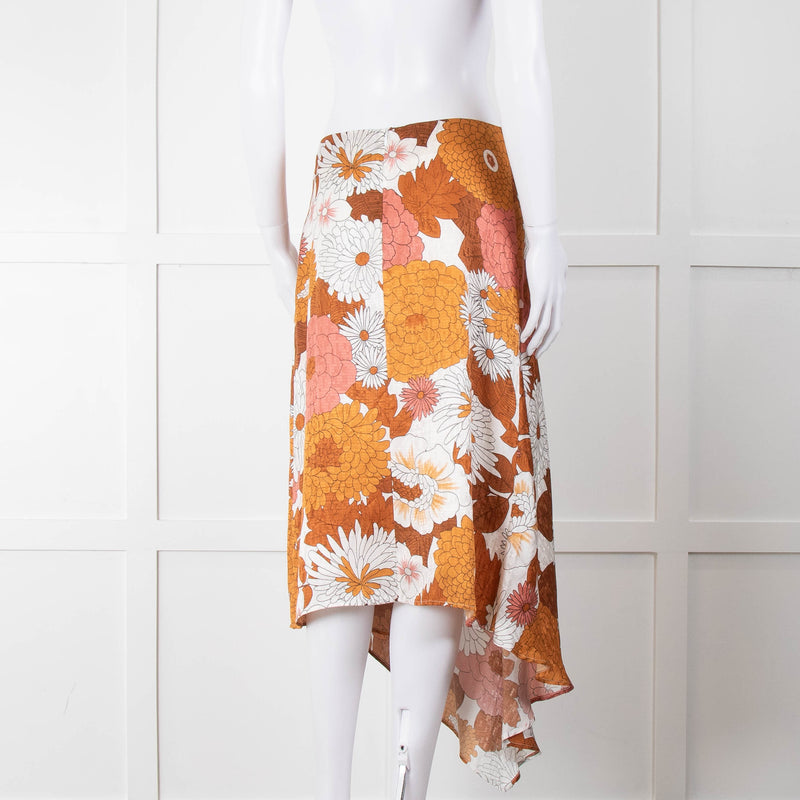 Dodo Bar Or Cream Tan Floral Wrap Asymmetric Front Skirt