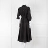 Veronica Beard Black Front Pocket Silk Belted Silk Dress