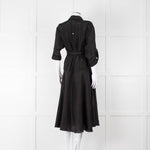 Veronica Beard Black Front Pocket Silk Belted Silk Dress