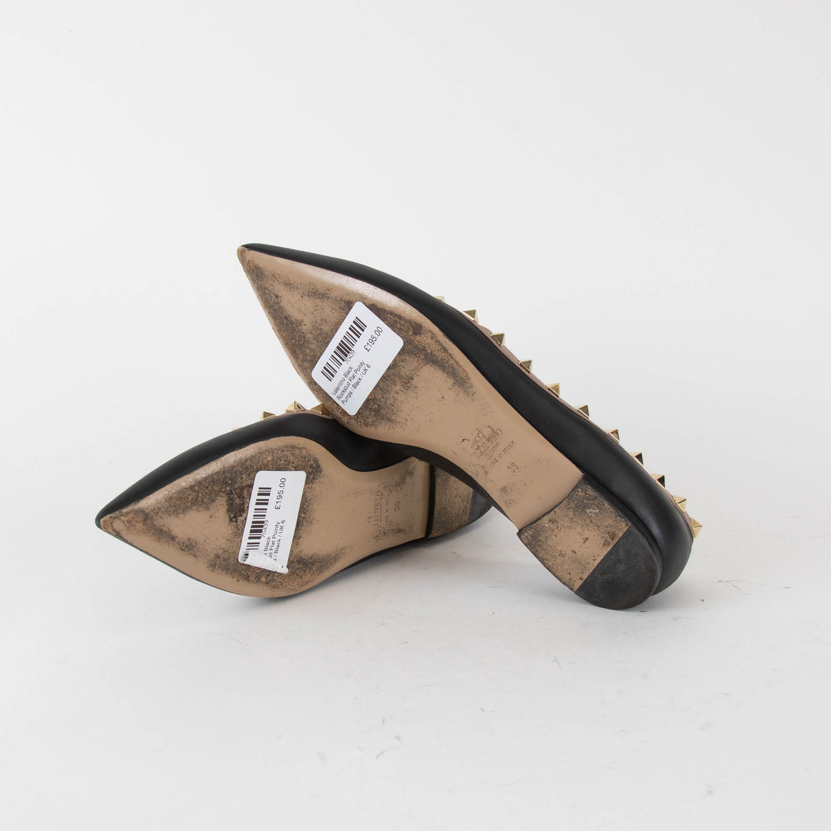 Valentino Black Rockstud Flat Pointy Pumps