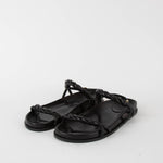 Jimmy Choo Black Leather Diosa Flat Sandals