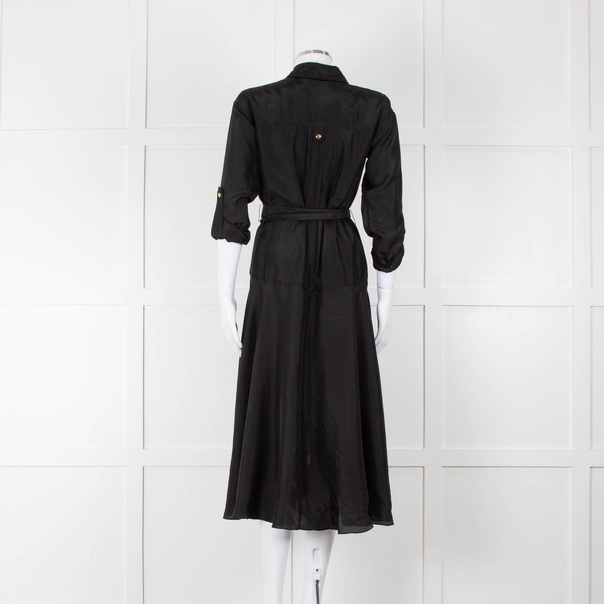 Veronica Beard Black Front Pocket Silk Belted Silk Dress