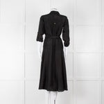 Veronica Beard Black Front Pocket Silk Belted Silk Dress