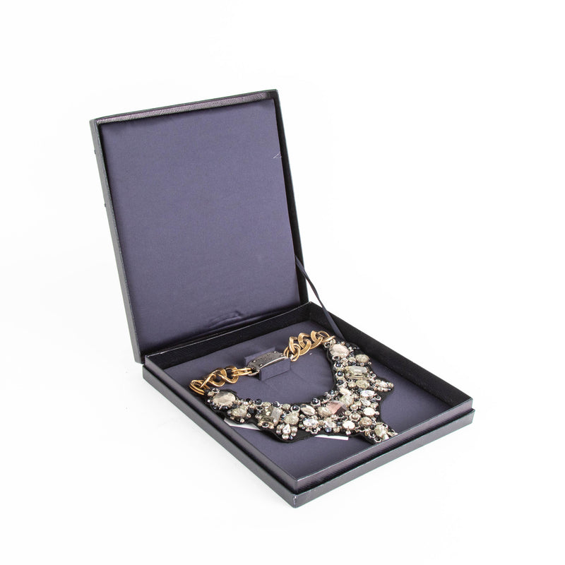 Prada Black Crystal Beads Bib Necklace