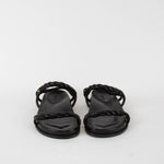Jimmy Choo Black Leather Diosa Flat Sandals