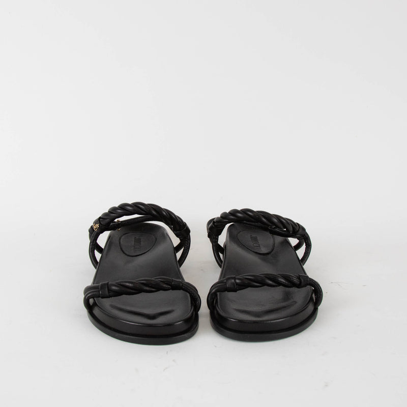 Jimmy Choo Black Leather Diosa Flat Sandals