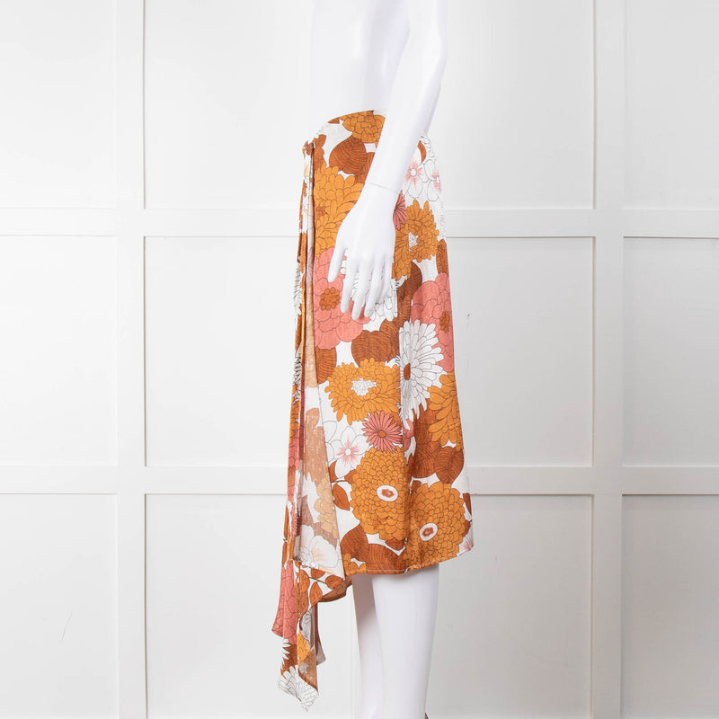 Dodo Bar Or Cream Tan Floral Wrap Asymmetric Front Skirt