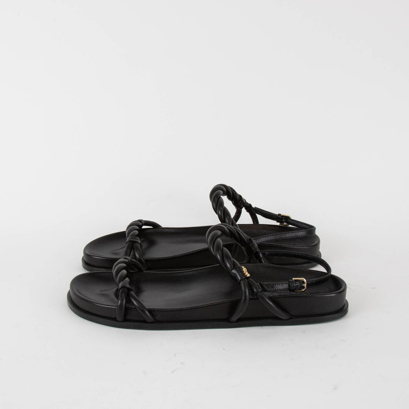 Jimmy Choo Black Leather Diosa Flat Sandals