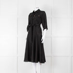 Veronica Beard Black Front Pocket Silk Belted Silk Dress