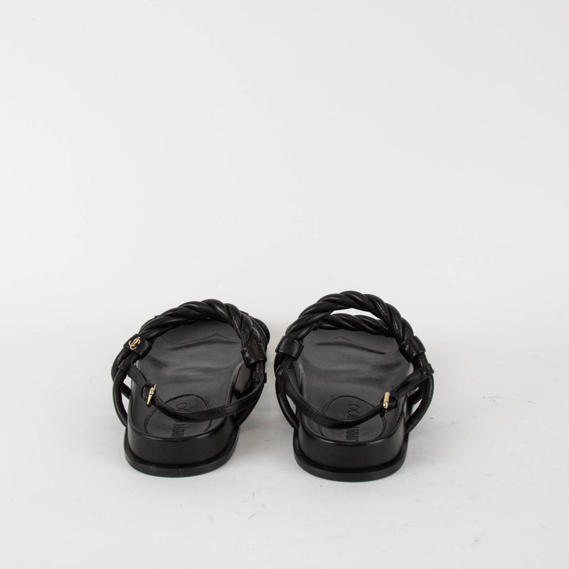 Jimmy Choo Black Leather Diosa Flat Sandals