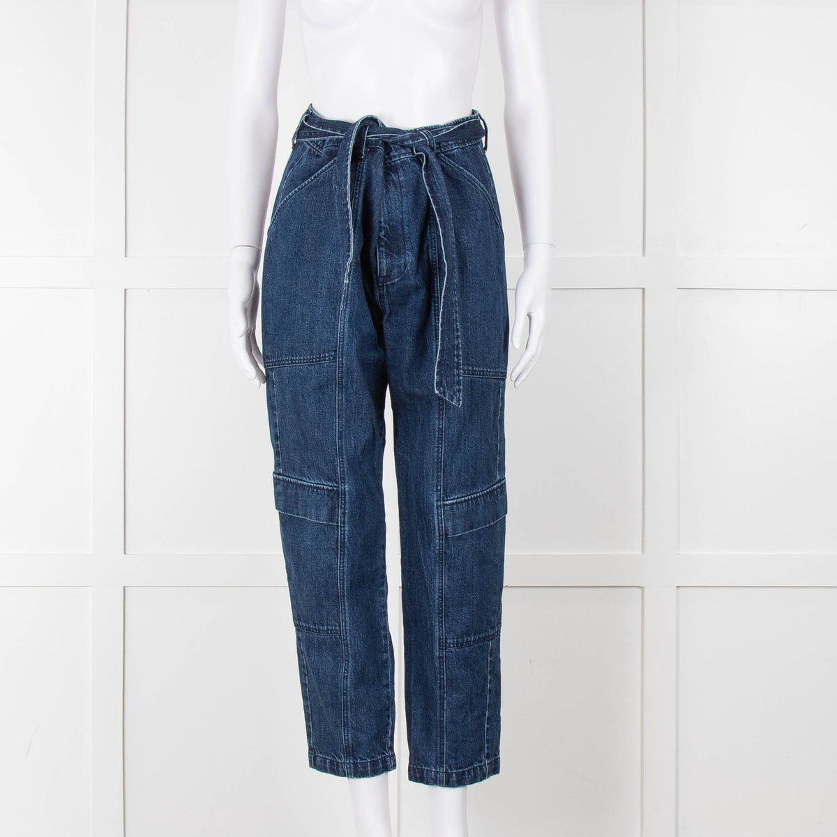 J Brand Blue High Waisted Belted Jeans