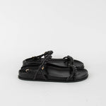 Jimmy Choo Black Leather Diosa Flat Sandals