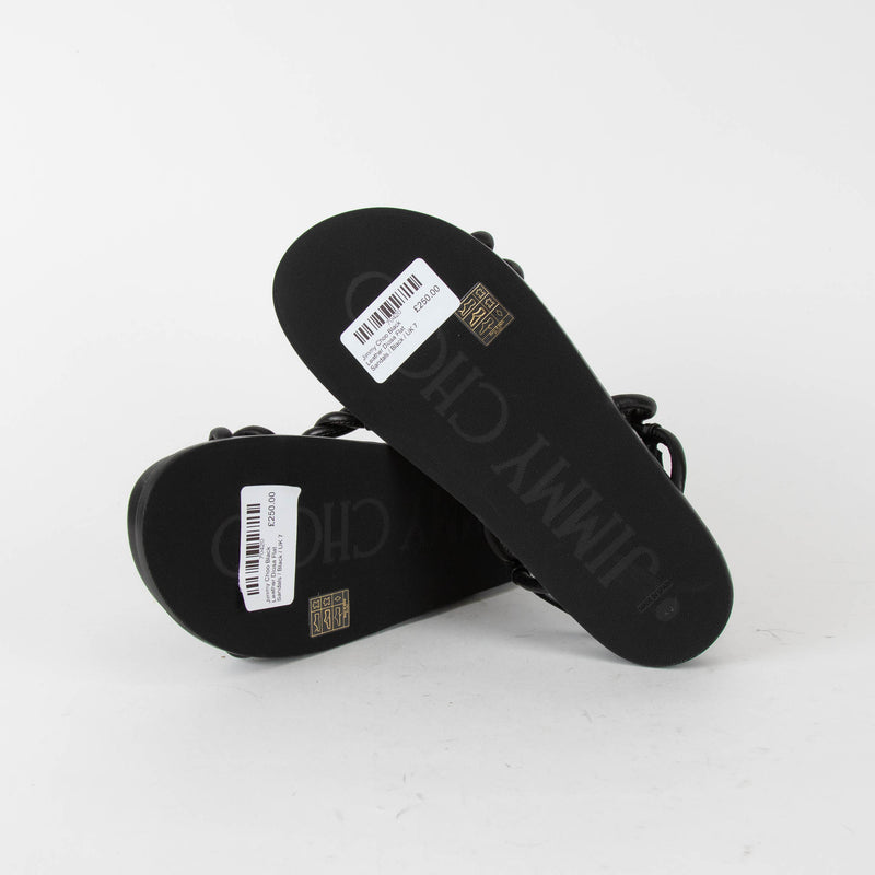 Jimmy Choo Black Leather Diosa Flat Sandals