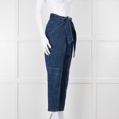 J Brand Blue High Waisted Belted Jeans