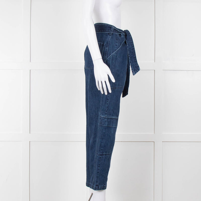 J Brand Blue High Waisted Belted Jeans