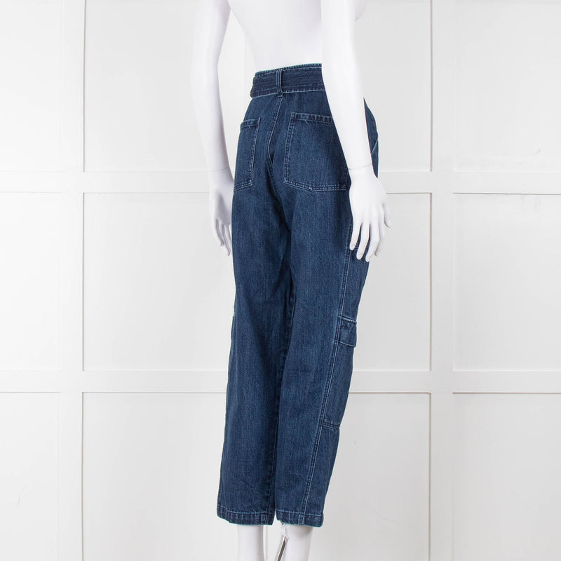J Brand Blue High Waisted Belted Jeans
