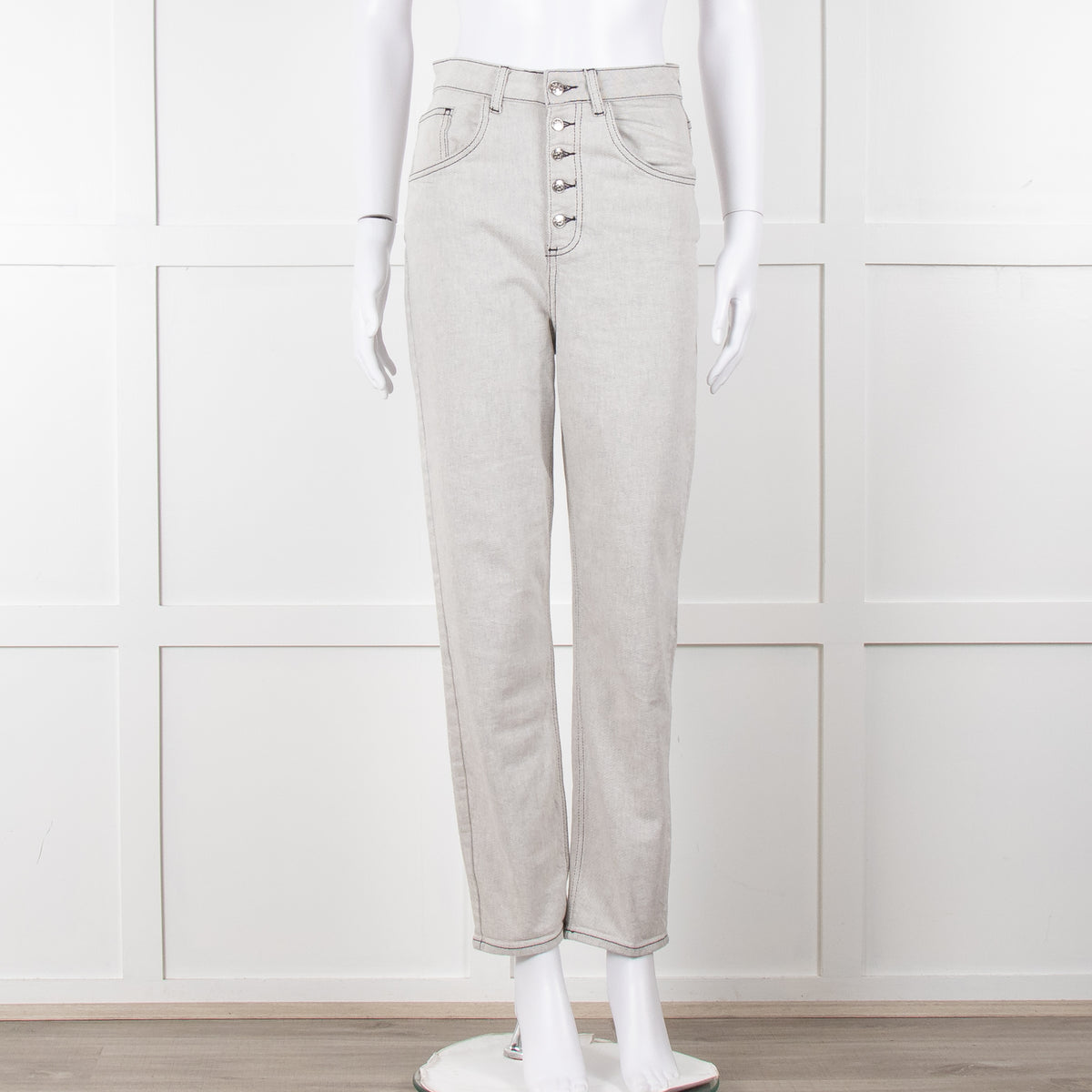 Claudie Pierlot Grey Black Thread Detail Denim Trousers