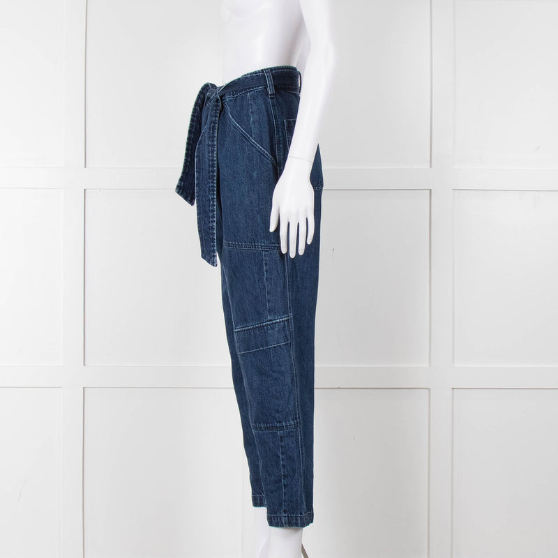 J Brand Blue High Waisted Belted Jeans
