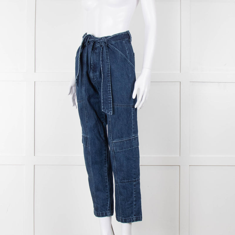 J Brand Blue High Waisted Belted Jeans