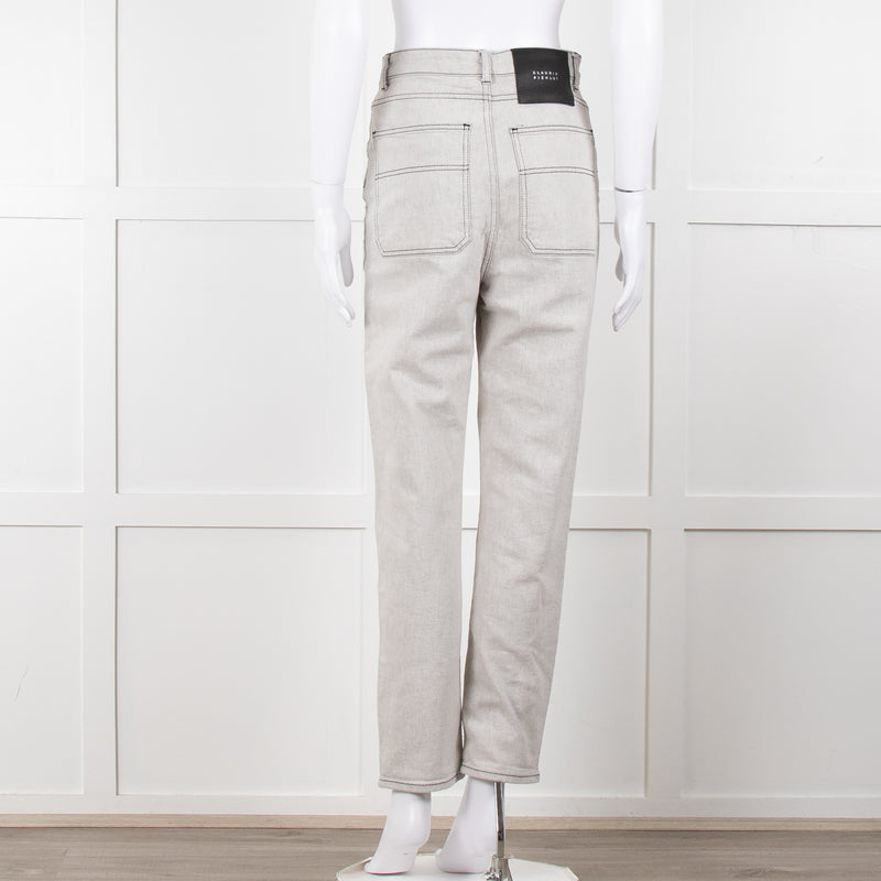 Claudie Pierlot Grey Black Thread Detail Denim Trousers