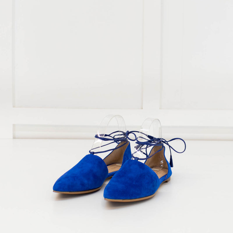 Gianvito Rossi Blue Suede Flat Pointy Toe Shoes