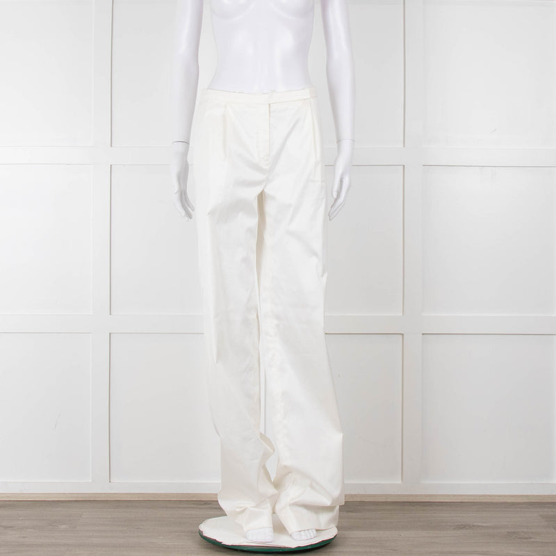 Jil Sander White Cotton High Waisted Trousers