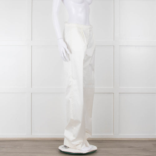 Jil Sander White Cotton High Waisted Trousers
