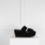 Robert Clergerie Black Wedge Suede Sandal