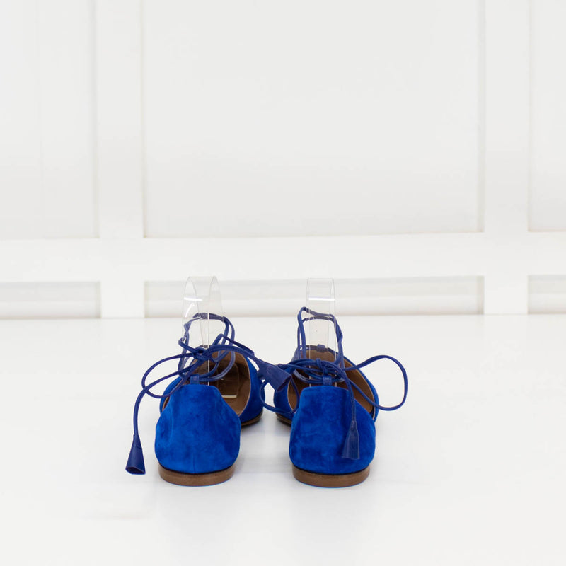 Gianvito Rossi Blue Suede Flat Pointy Toe Shoes