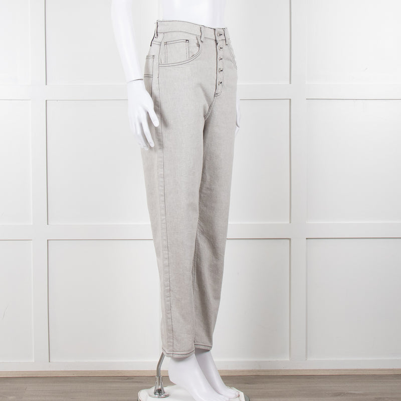 Claudie Pierlot Grey Black Thread Detail Denim Trousers
