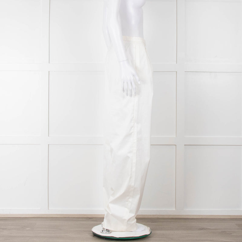 Jil Sander White Cotton High Waisted Trousers