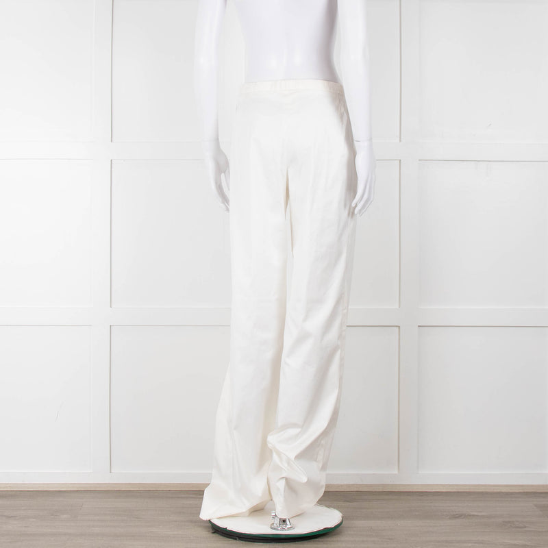 Jil Sander White Cotton High Waisted Trousers