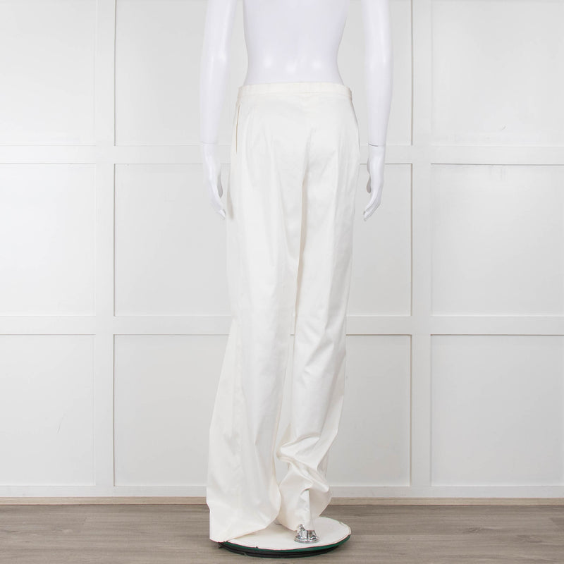 Jil Sander White Cotton High Waisted Trousers