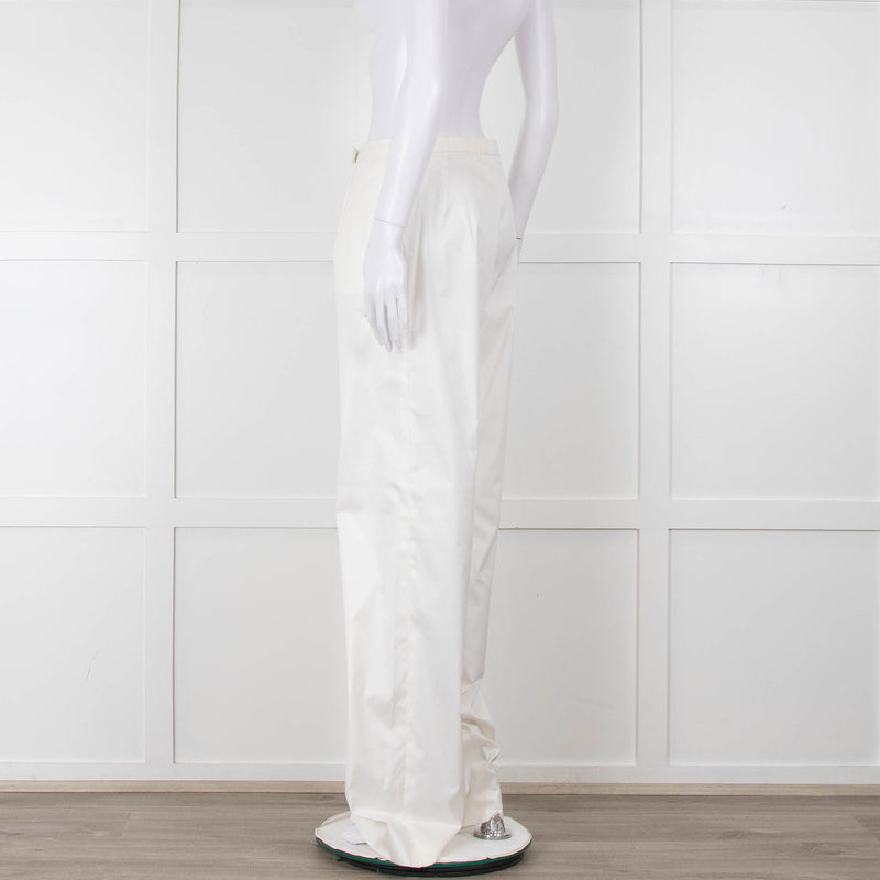Jil Sander White Cotton High Waisted Trousers